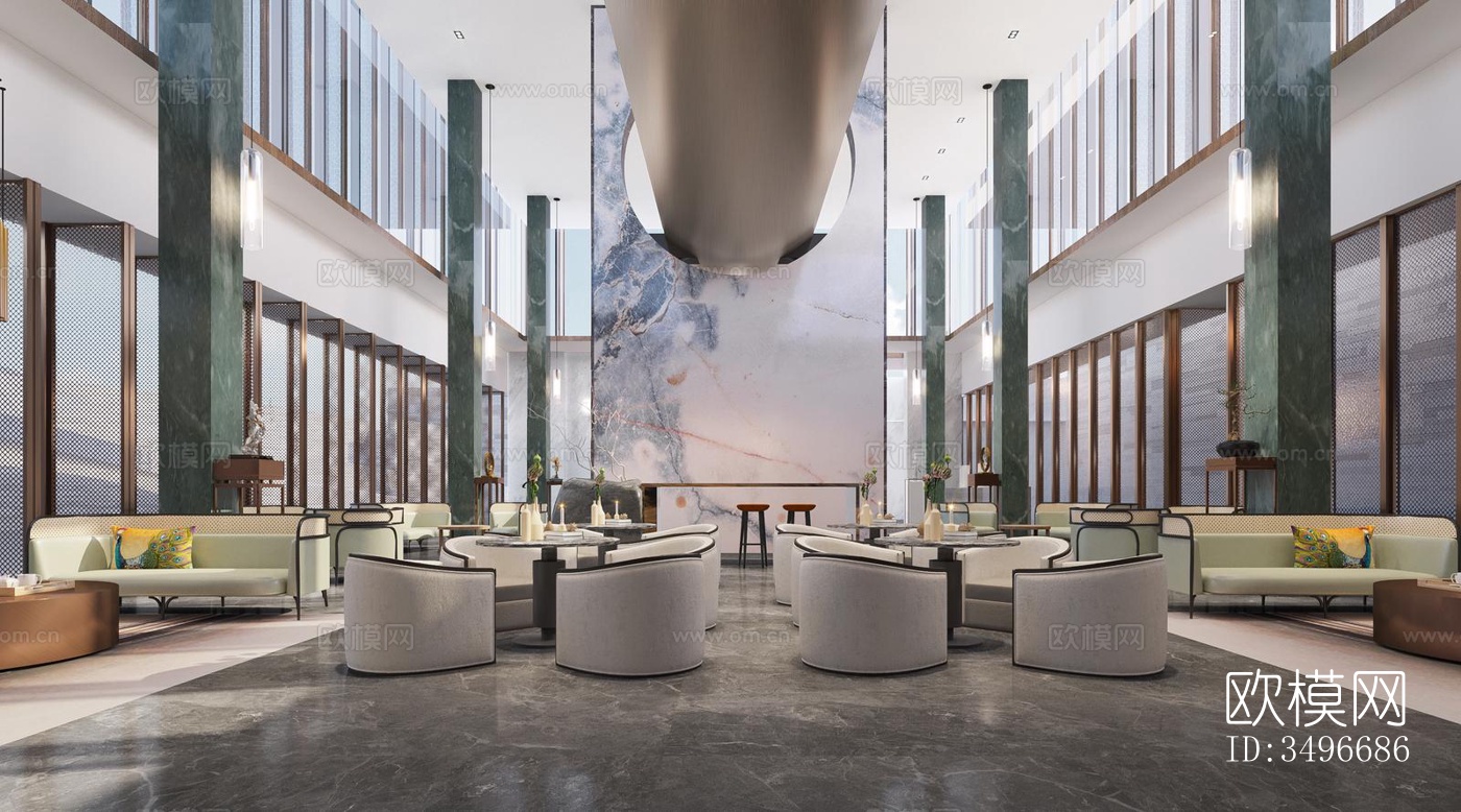 新中式售楼处效果图下载（渲染图11）