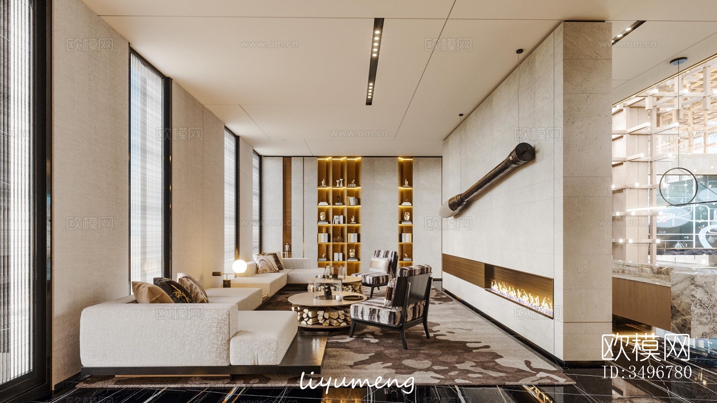 现代售楼处效果图下载（渲染图1）