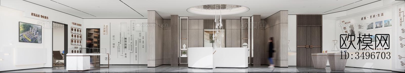 新中式售楼处效果图下载（渲染图10）