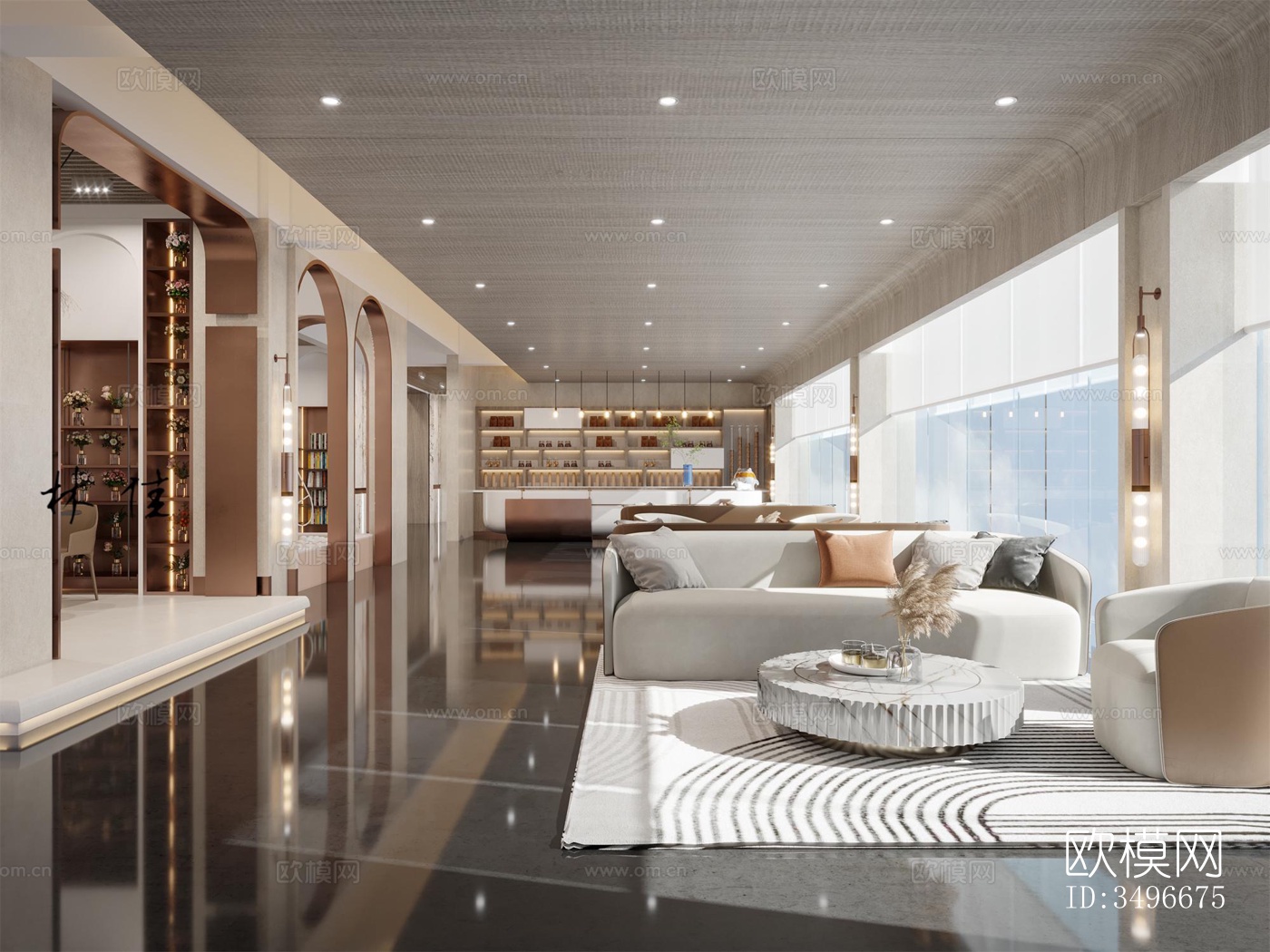 新中式售楼处效果图下载（渲染图3）