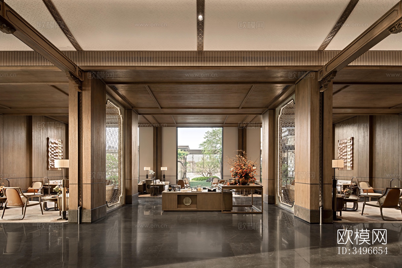 新中式售楼处效果图下载（渲染图1）