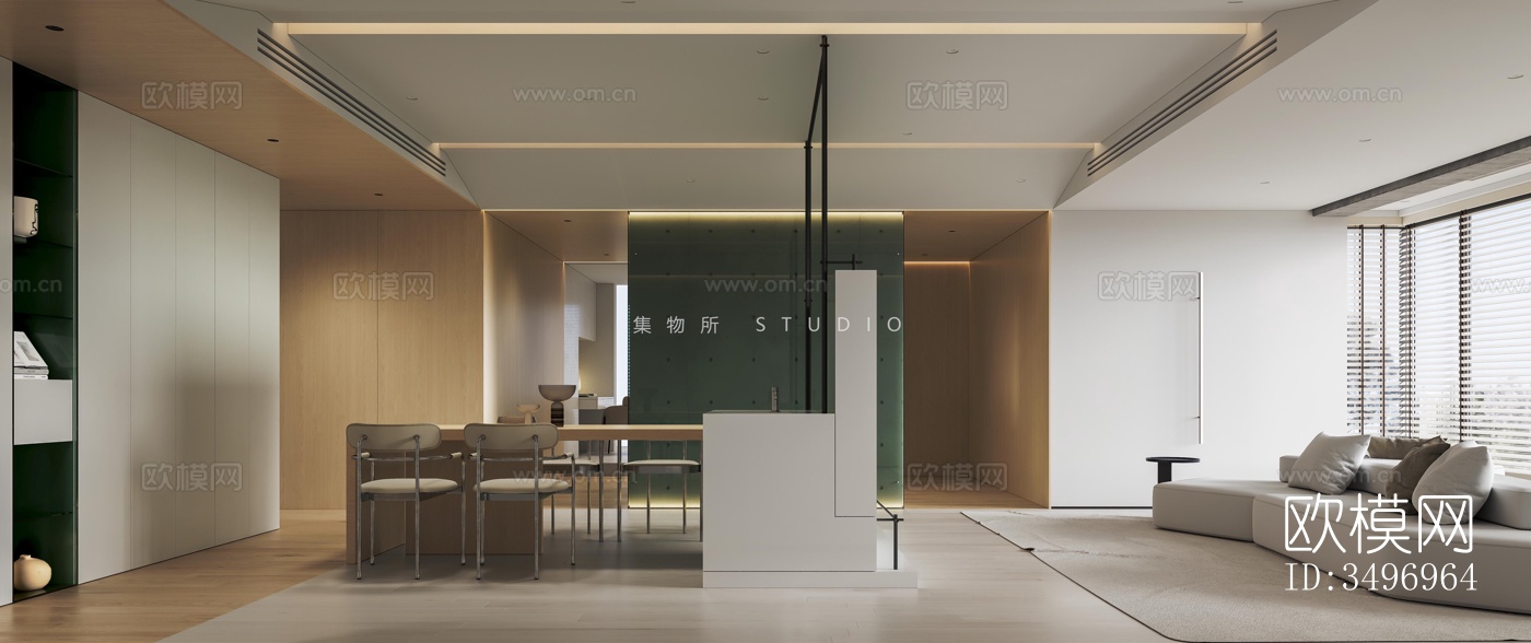 现代大平层效果图下载（渲染图4）