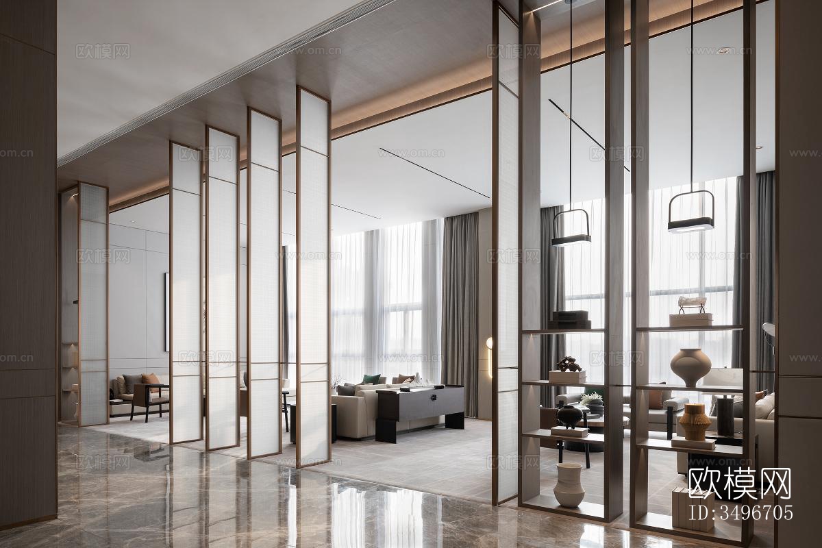 新中式售楼处效果图下载（渲染图19）