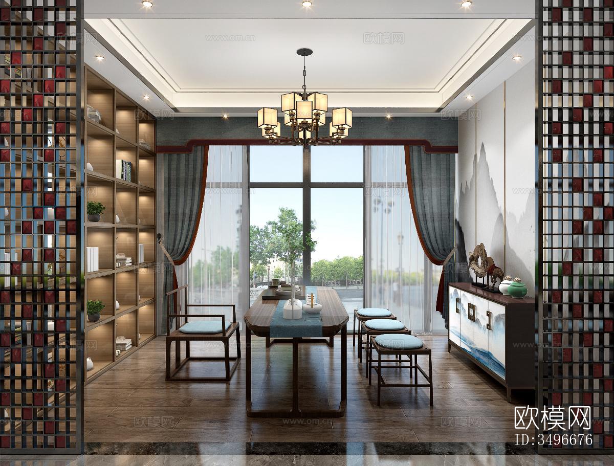 新中式售楼处效果图下载（渲染图6）