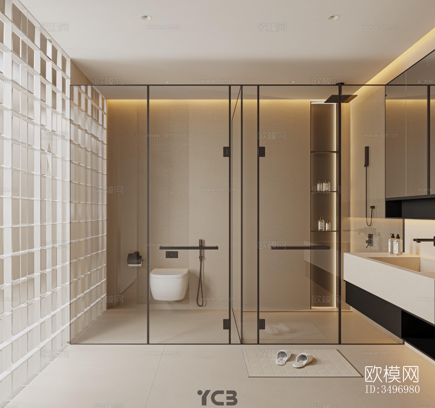 现代大平层效果图下载（渲染图7）