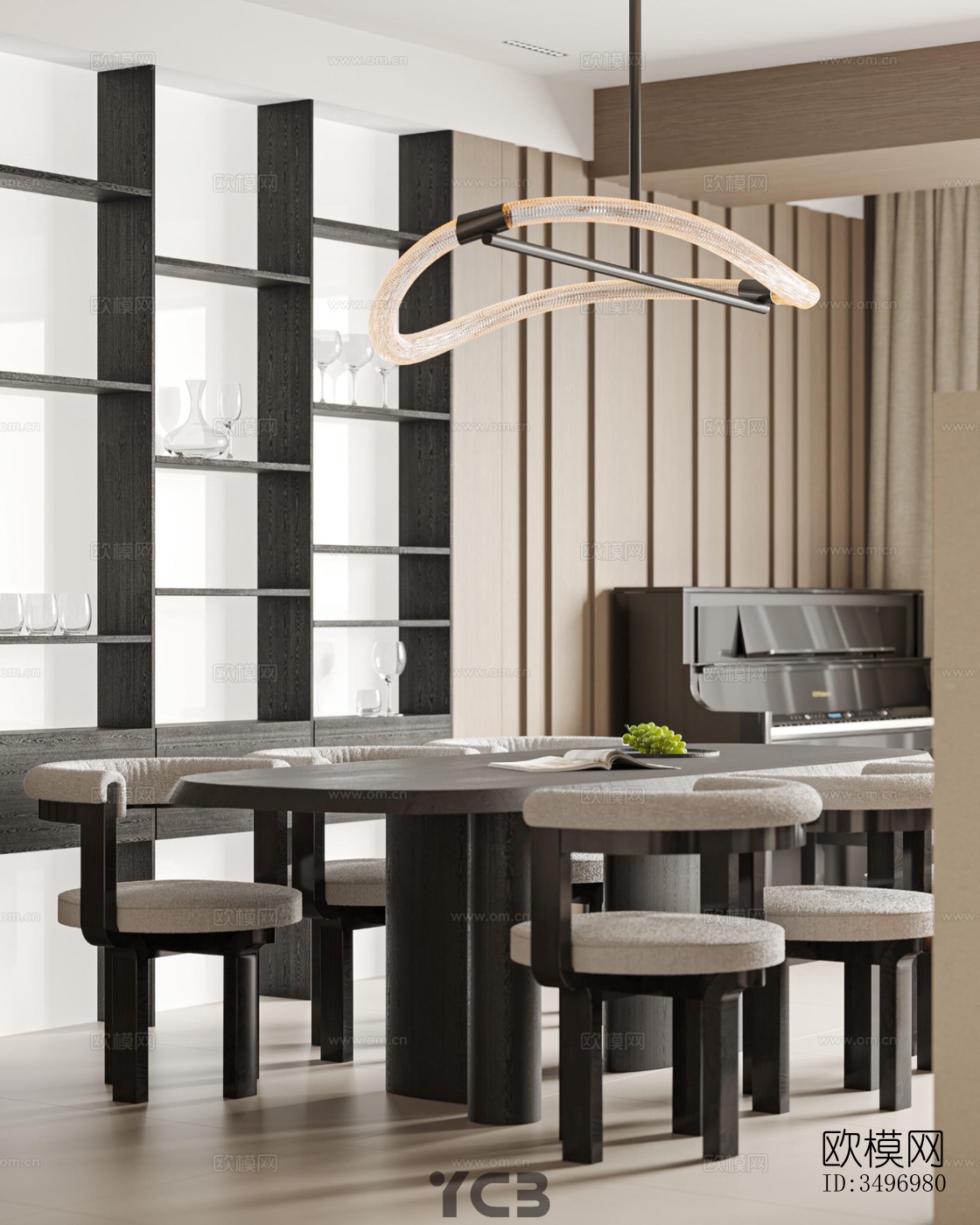 现代大平层效果图下载（渲染图14）