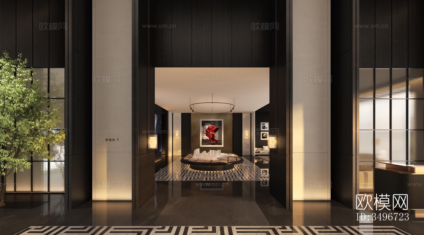 新中式售楼处效果图下载（渲染图5）