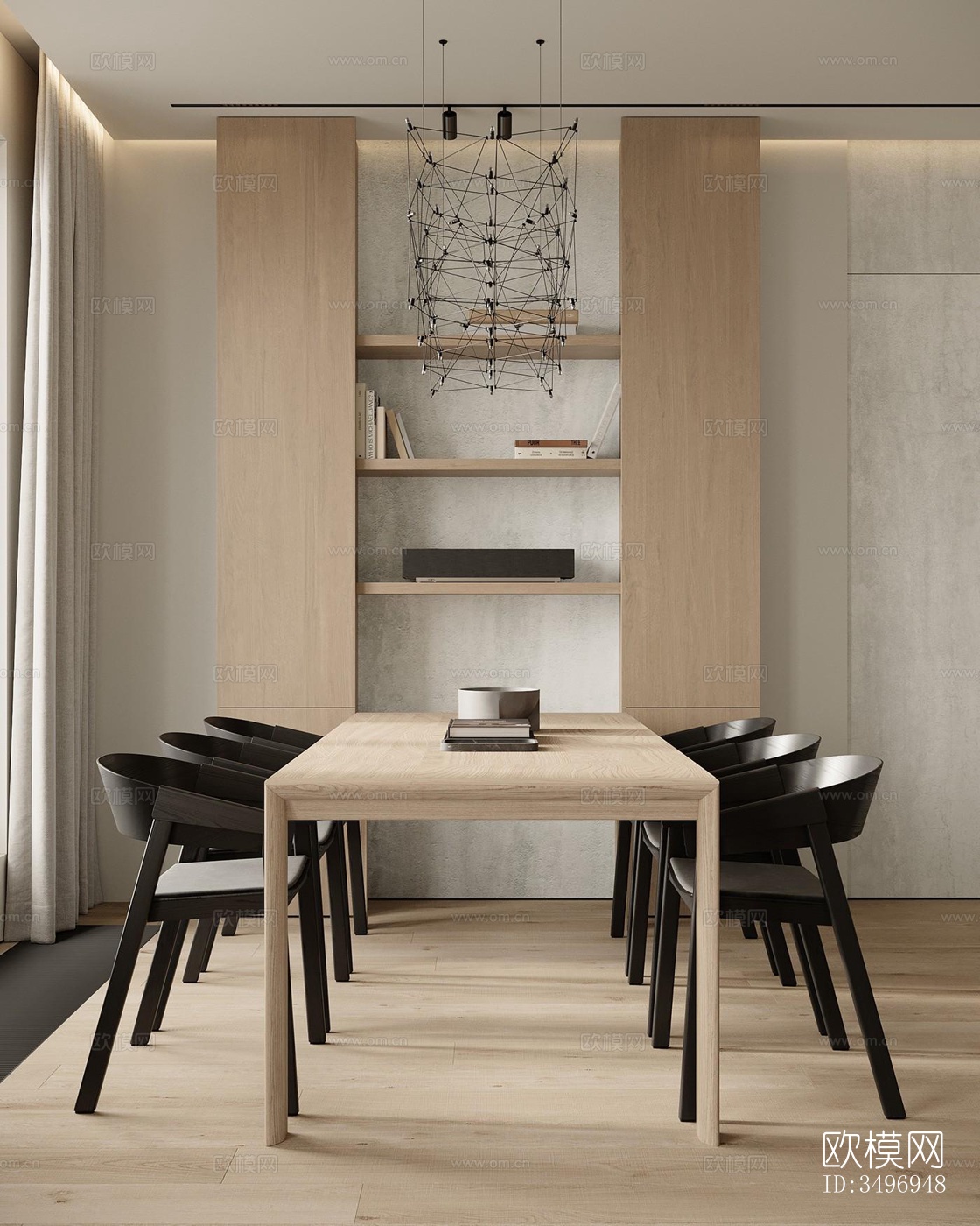 现代大平层效果图下载（渲染图3）