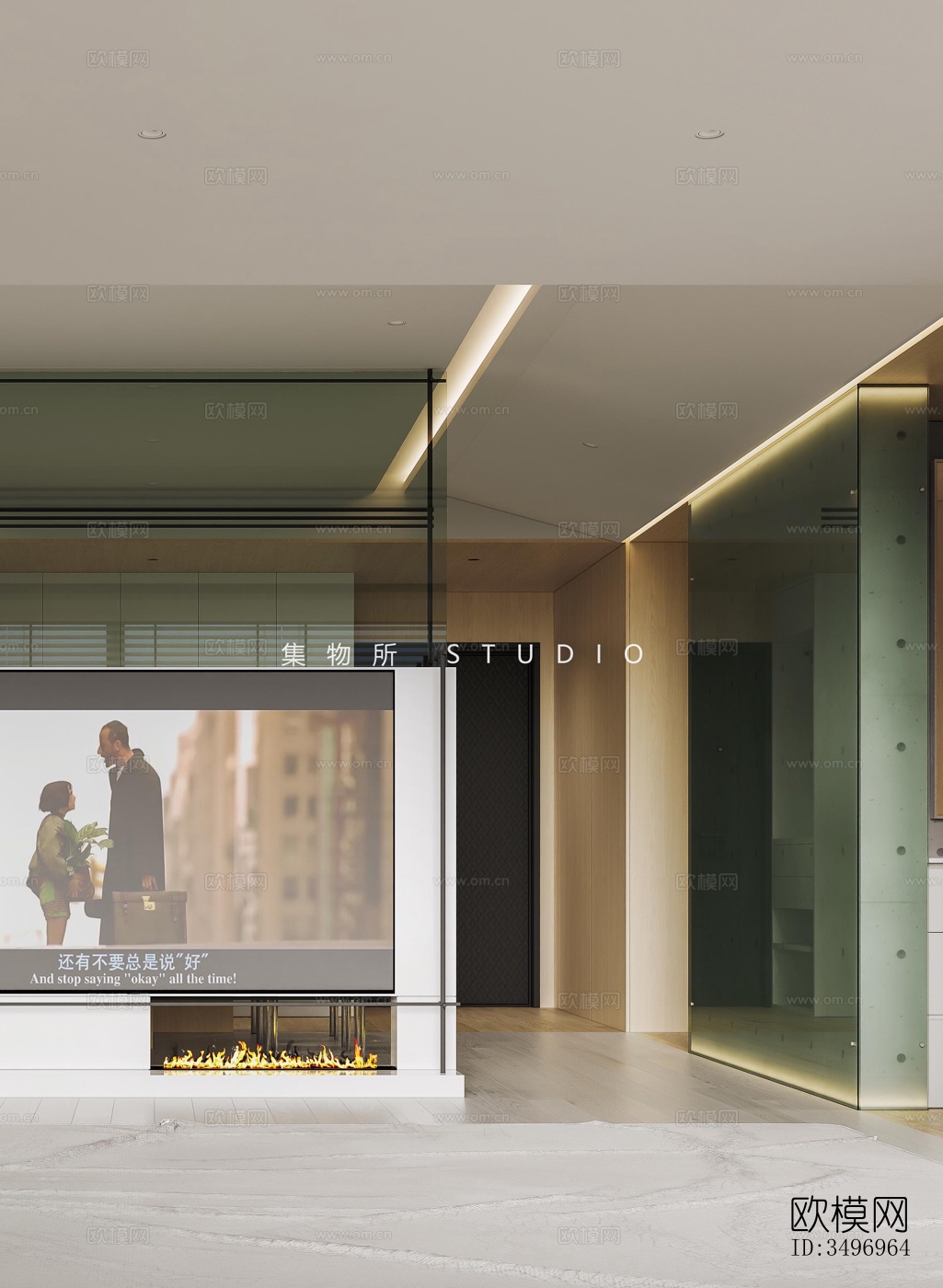 现代大平层效果图下载（渲染图16）