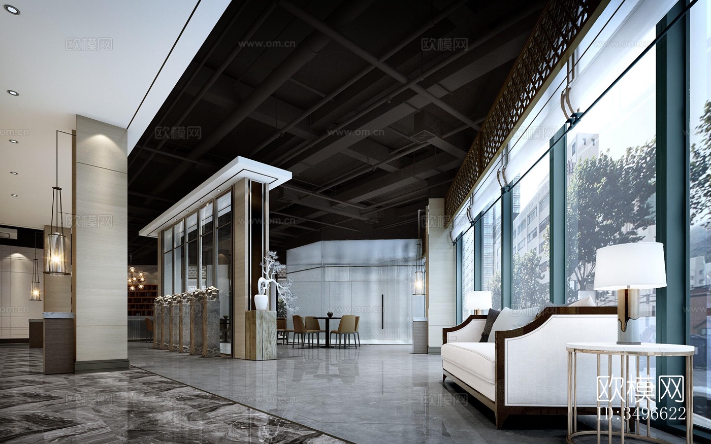 新中式售楼处效果图下载（渲染图8）