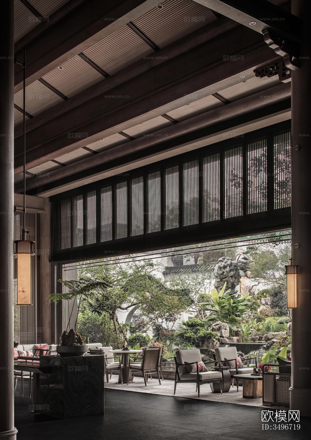 新中式售楼处效果图下载（渲染图4）