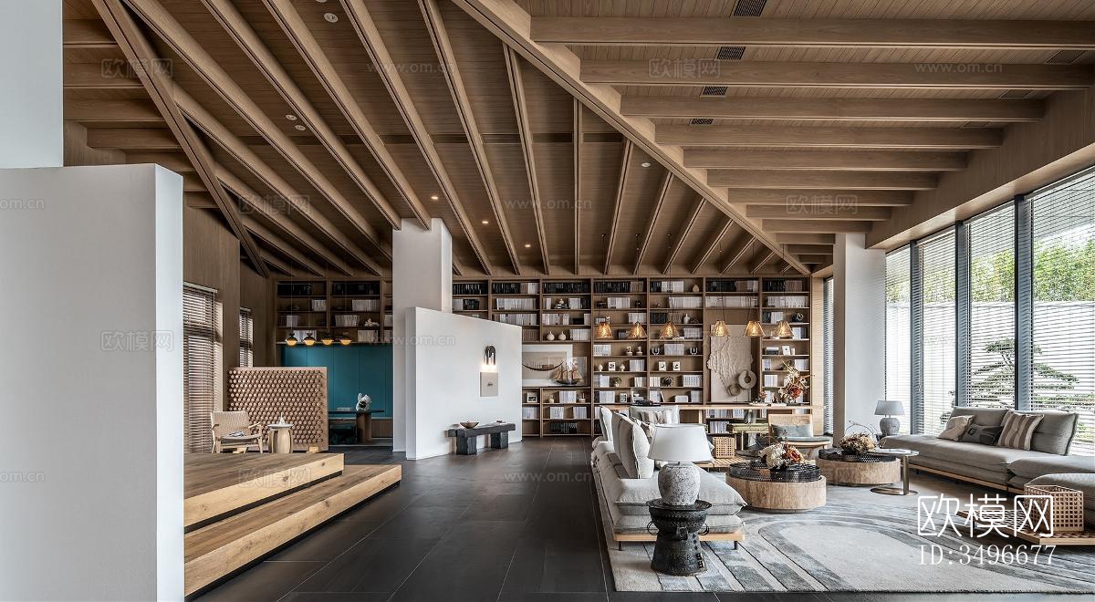 新中式售楼处效果图下载（渲染图1）