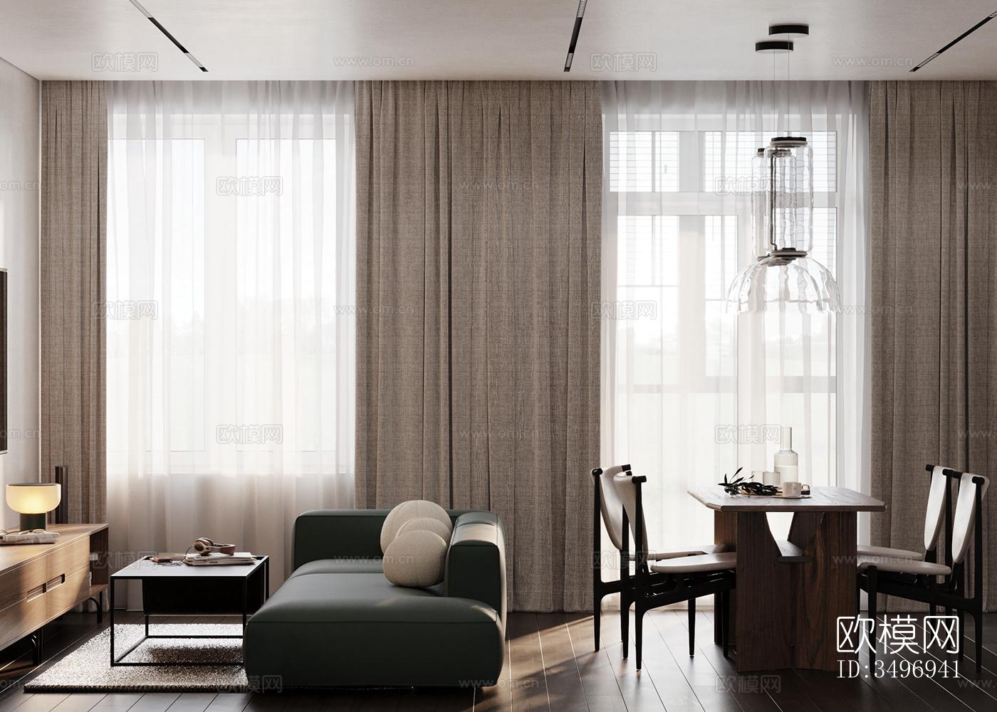 现代大平层效果图下载（渲染图14）