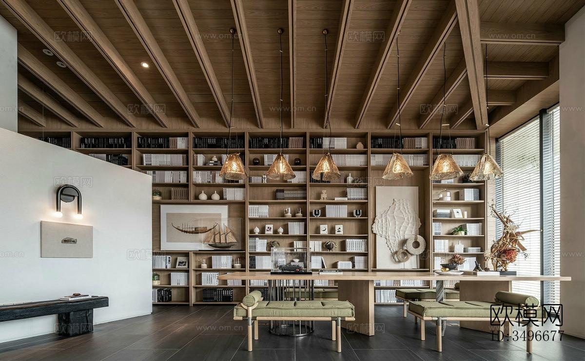 新中式售楼处效果图下载（渲染图2）