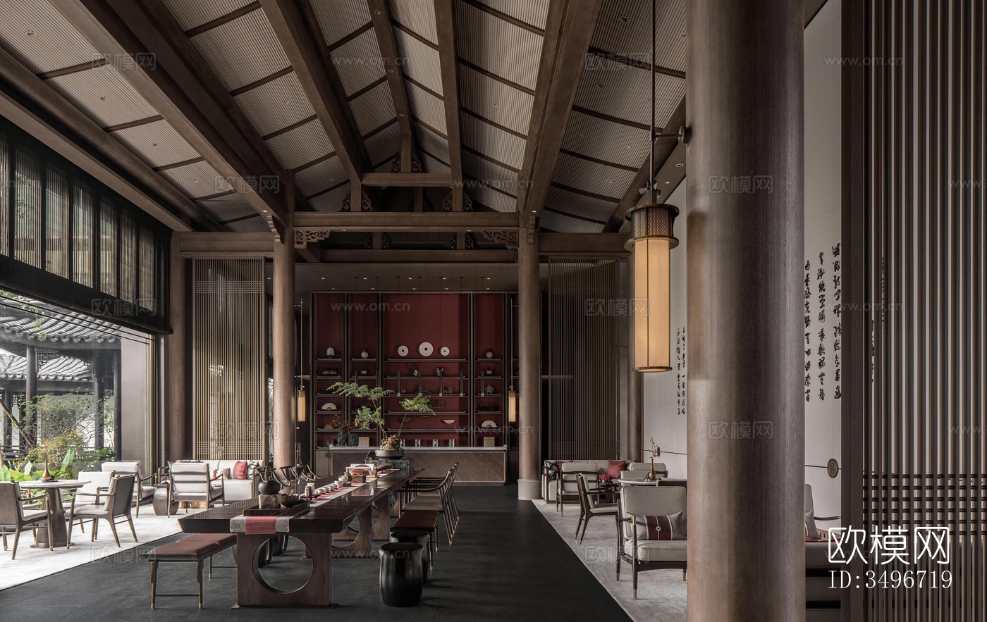 新中式售楼处效果图下载（渲染图6）