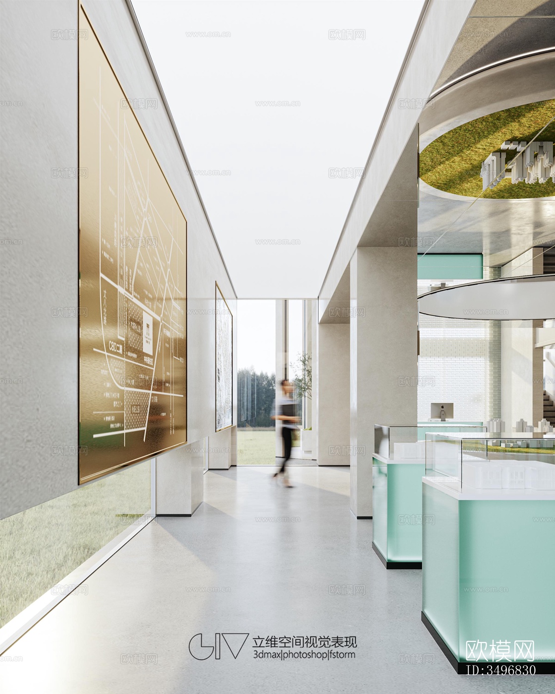 现代售楼处效果图下载（渲染图2）