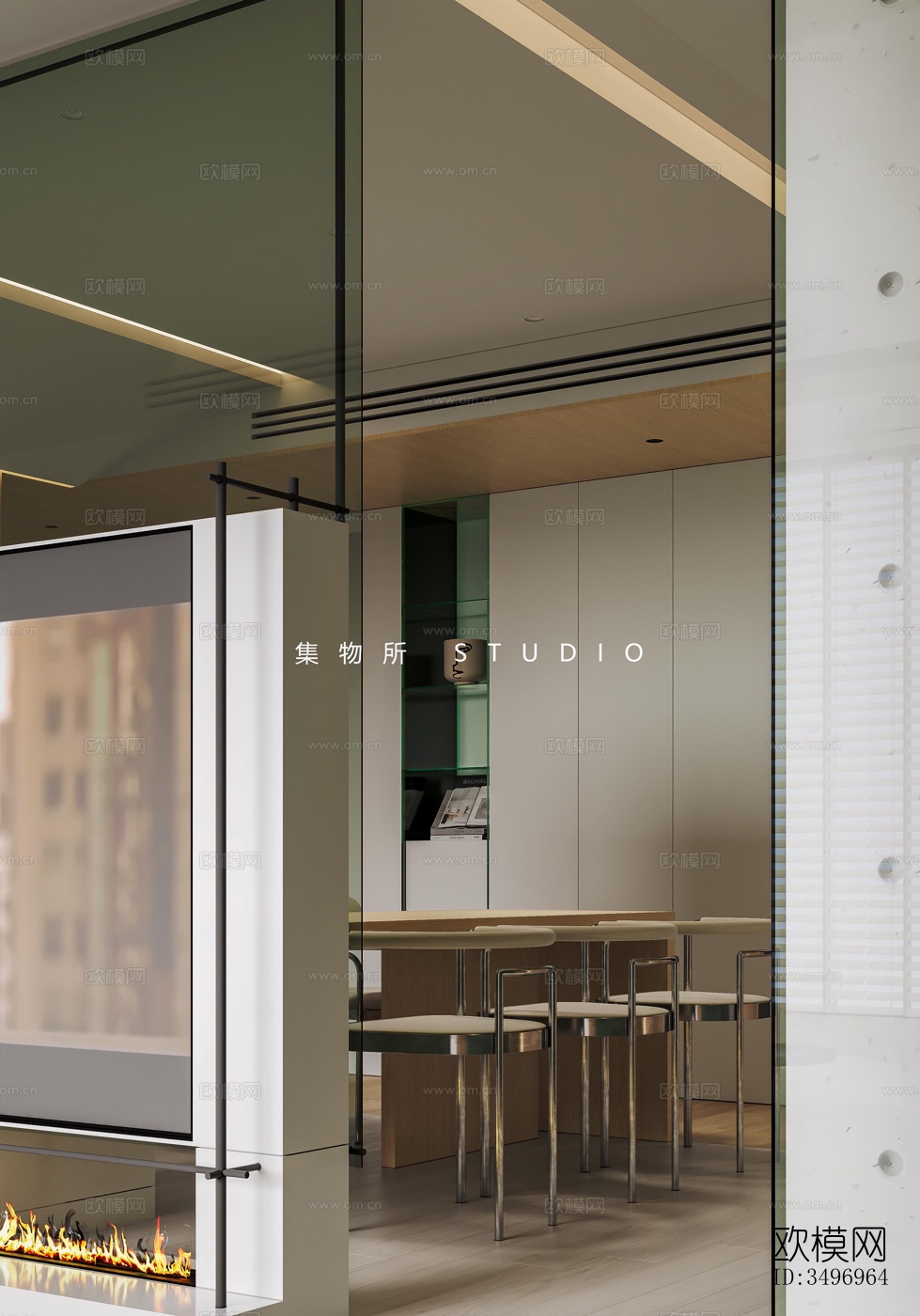 现代大平层效果图下载（渲染图12）