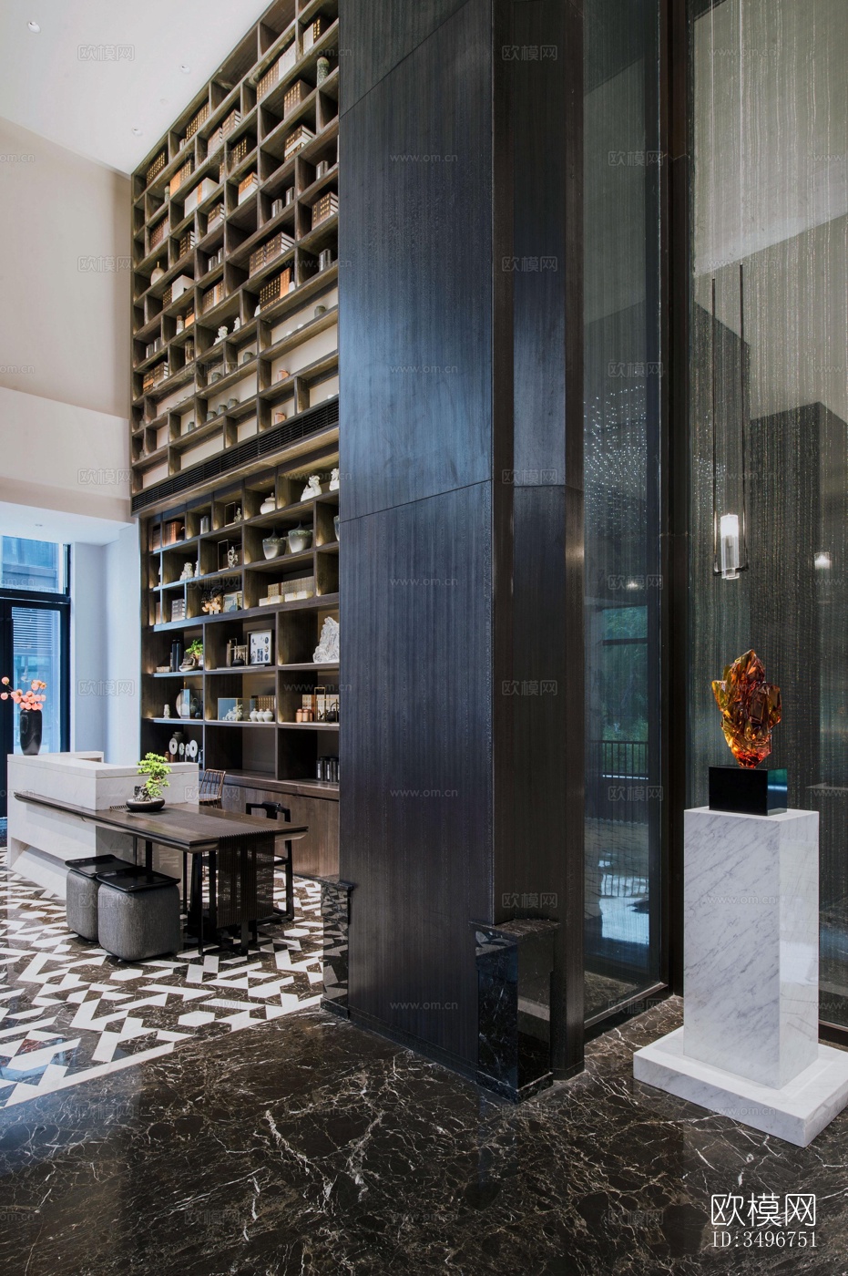 新中式售楼处效果图下载（渲染图1）