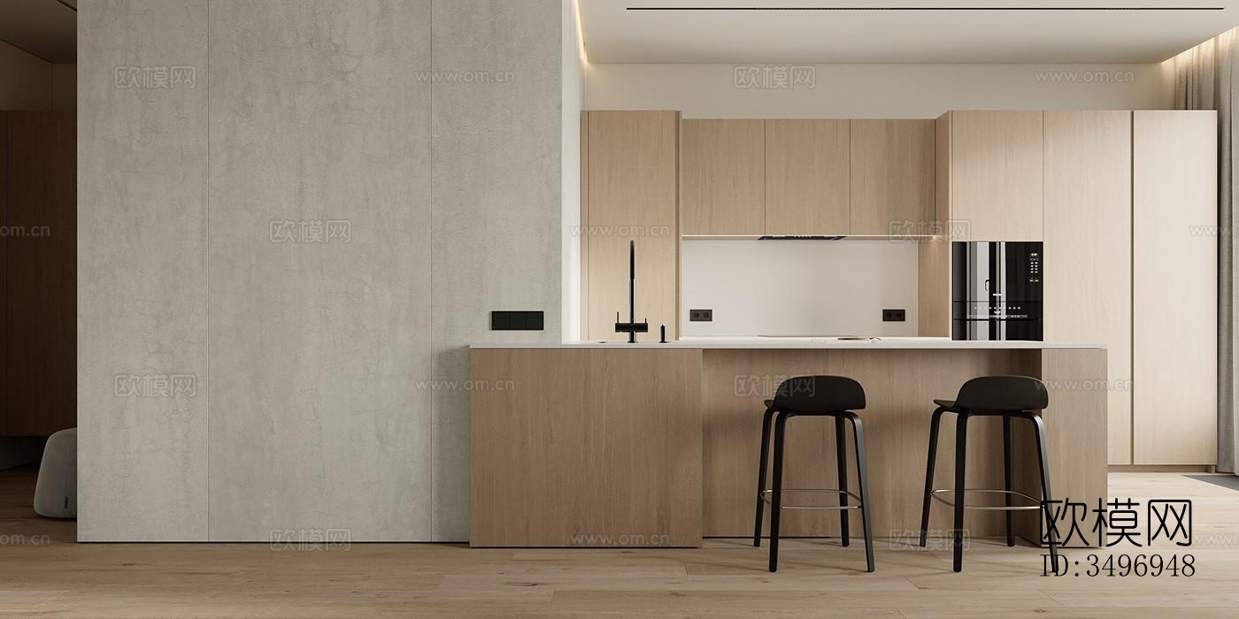 现代大平层效果图下载（渲染图6）