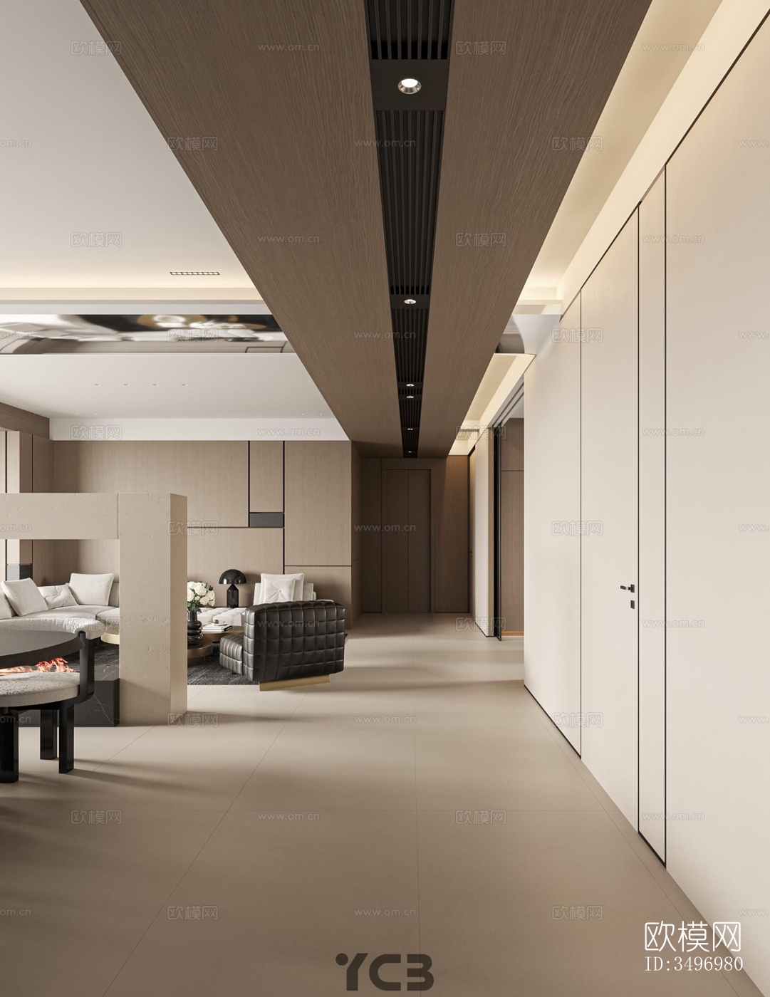 现代大平层效果图下载（渲染图19）