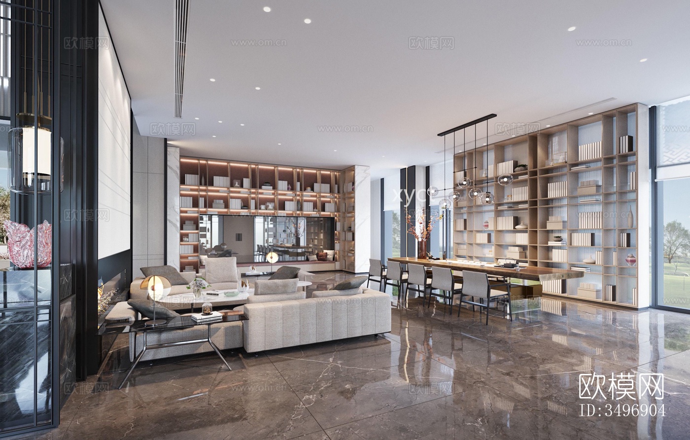 现代售楼处效果图下载（渲染图1）