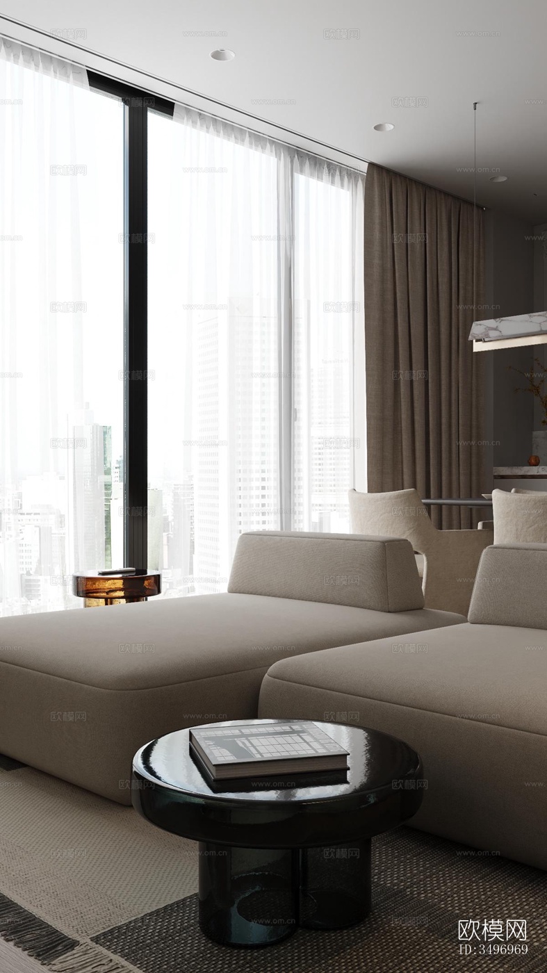 现代大平层效果图下载（渲染图15）