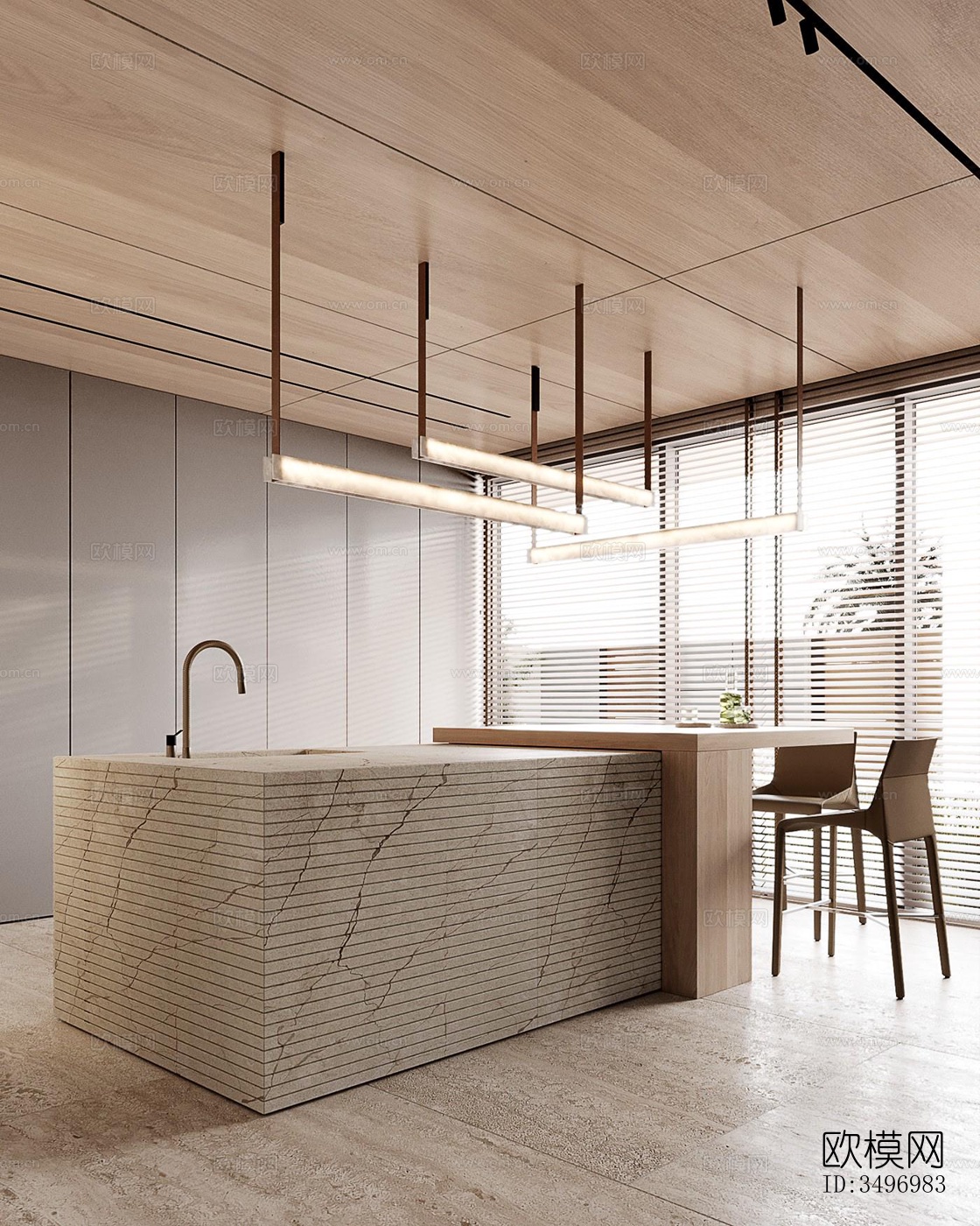 现代大平层效果图下载（渲染图7）