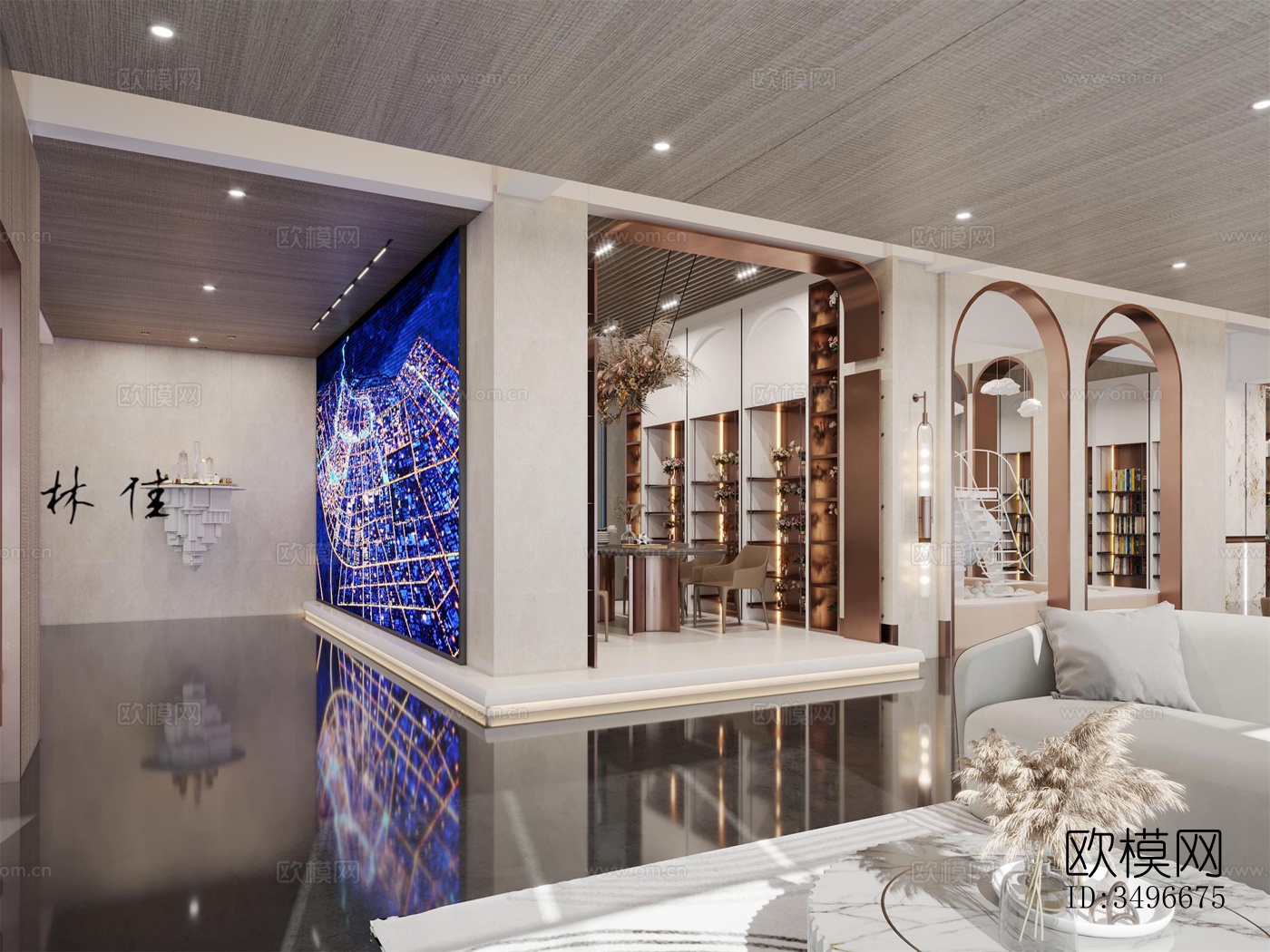 新中式售楼处效果图下载（渲染图4）