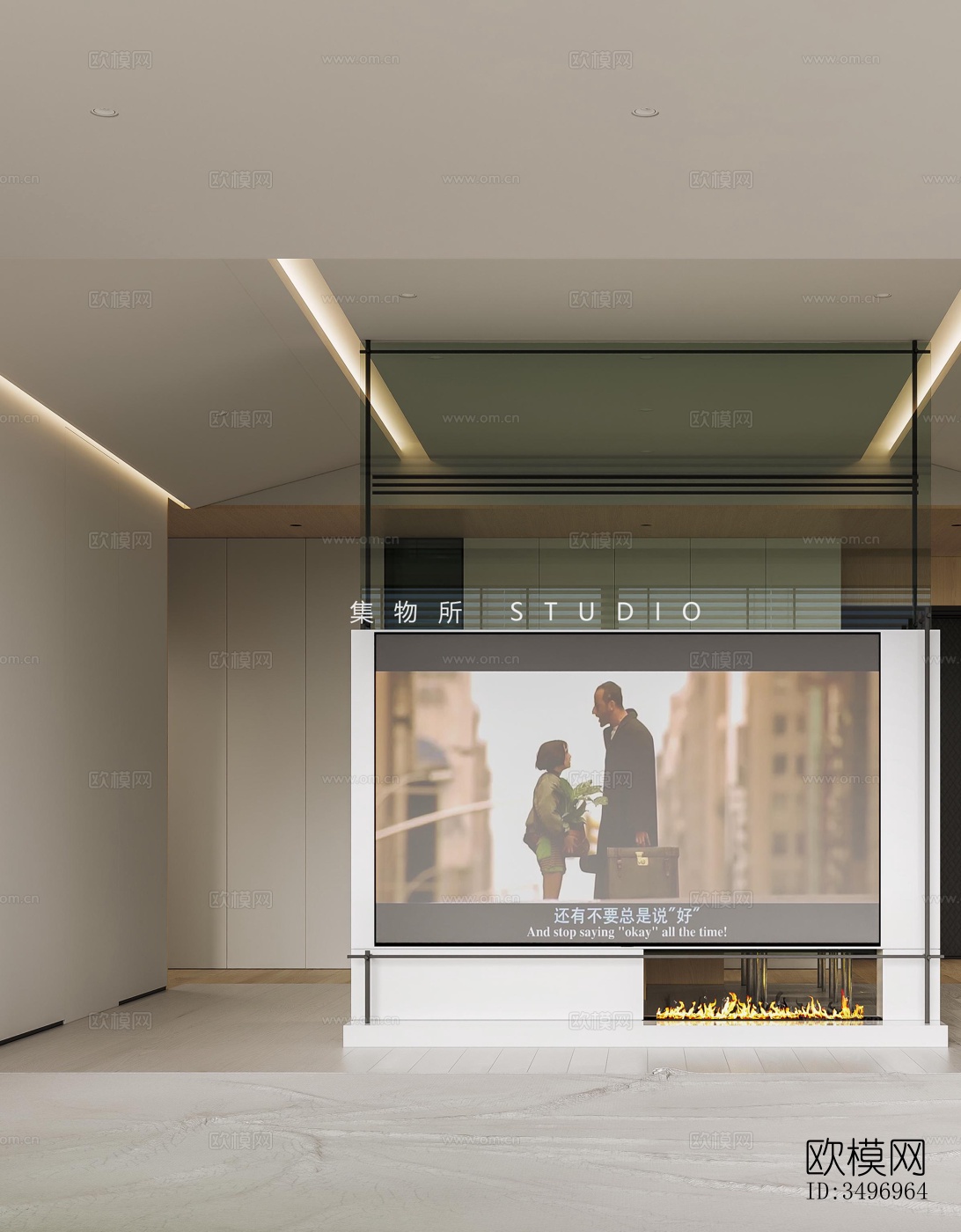 现代大平层效果图下载（渲染图15）