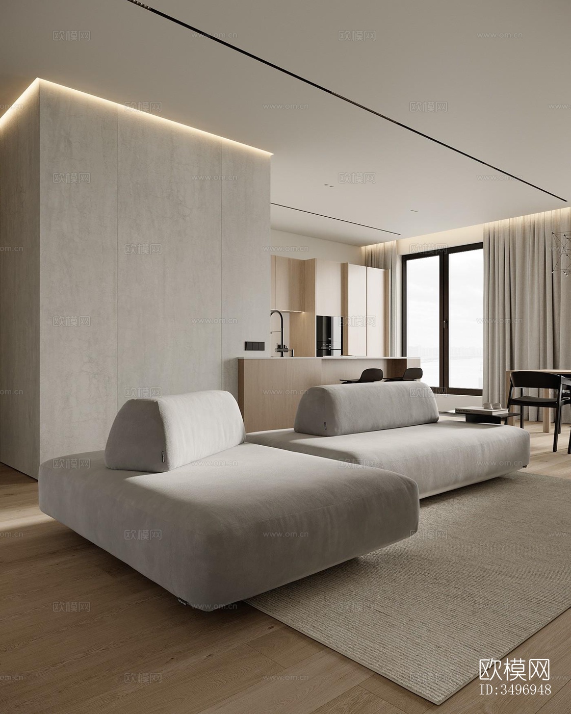 现代大平层效果图下载（渲染图20）