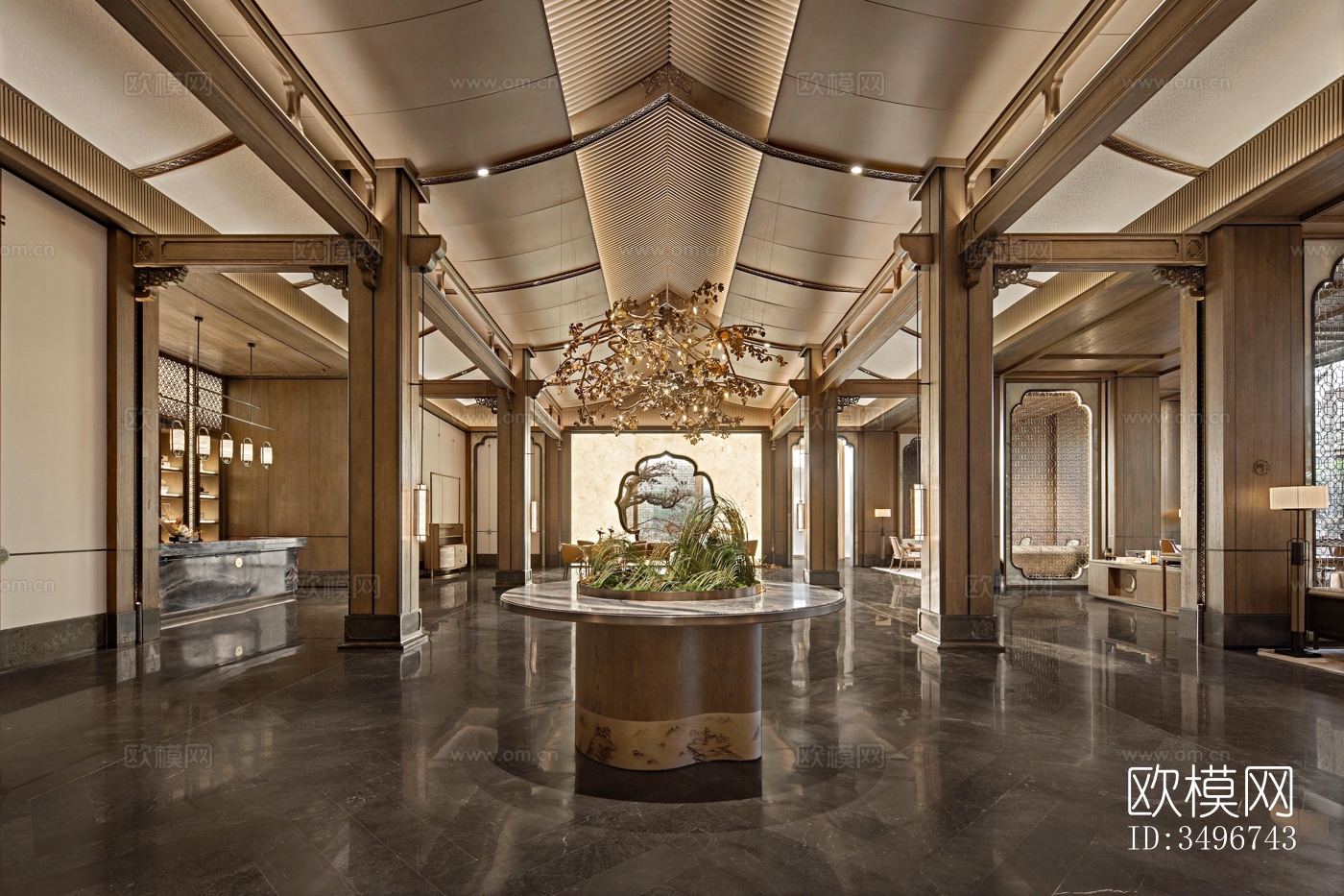 新中式售楼处效果图下载（渲染图7）