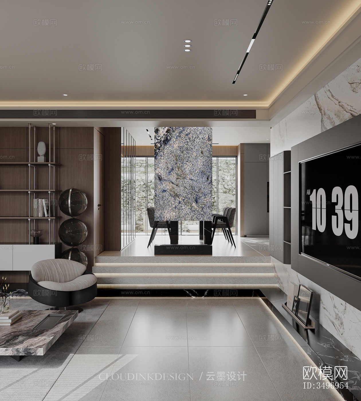 现代大平层效果图下载（渲染图14）