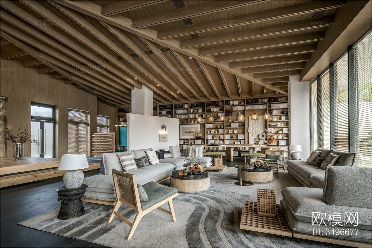 新中式售楼处效果图下载（渲染图4）