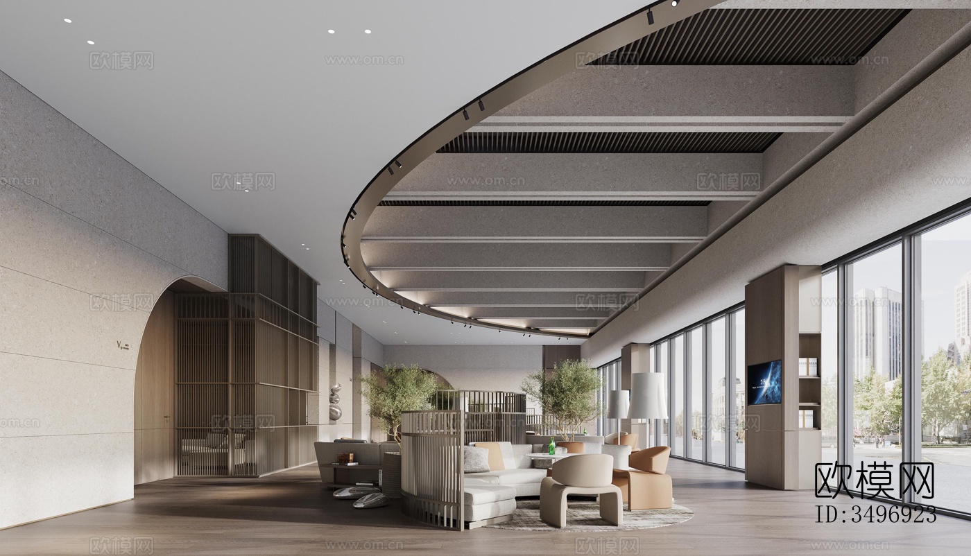 现代售楼处效果图下载（渲染图1）