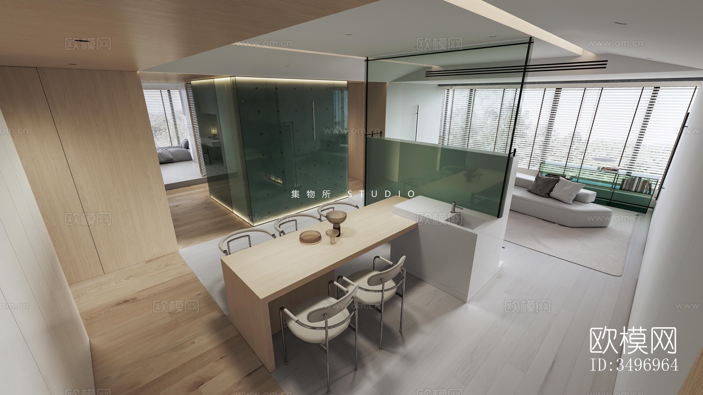 现代大平层效果图下载（渲染图5）