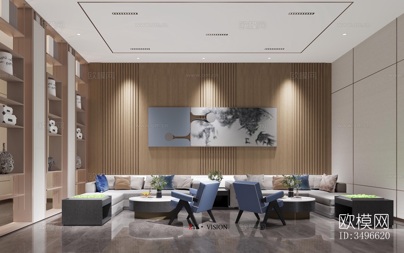 新中式售楼处效果图下载（渲染图12）