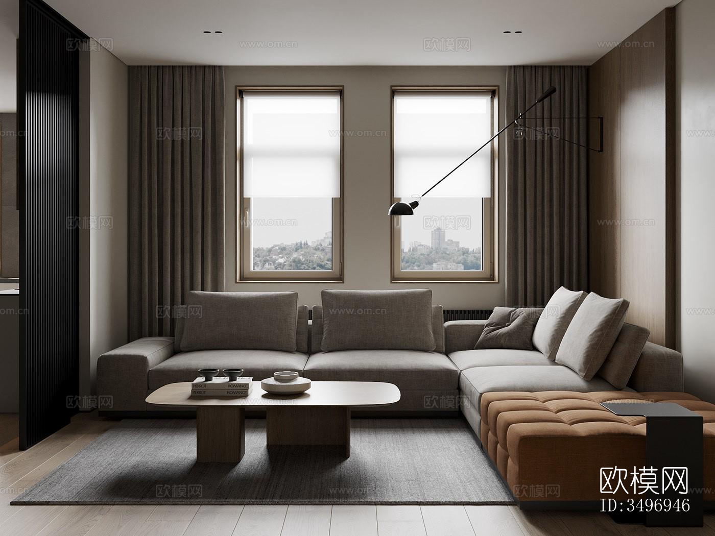 现代大平层效果图下载（渲染图14）