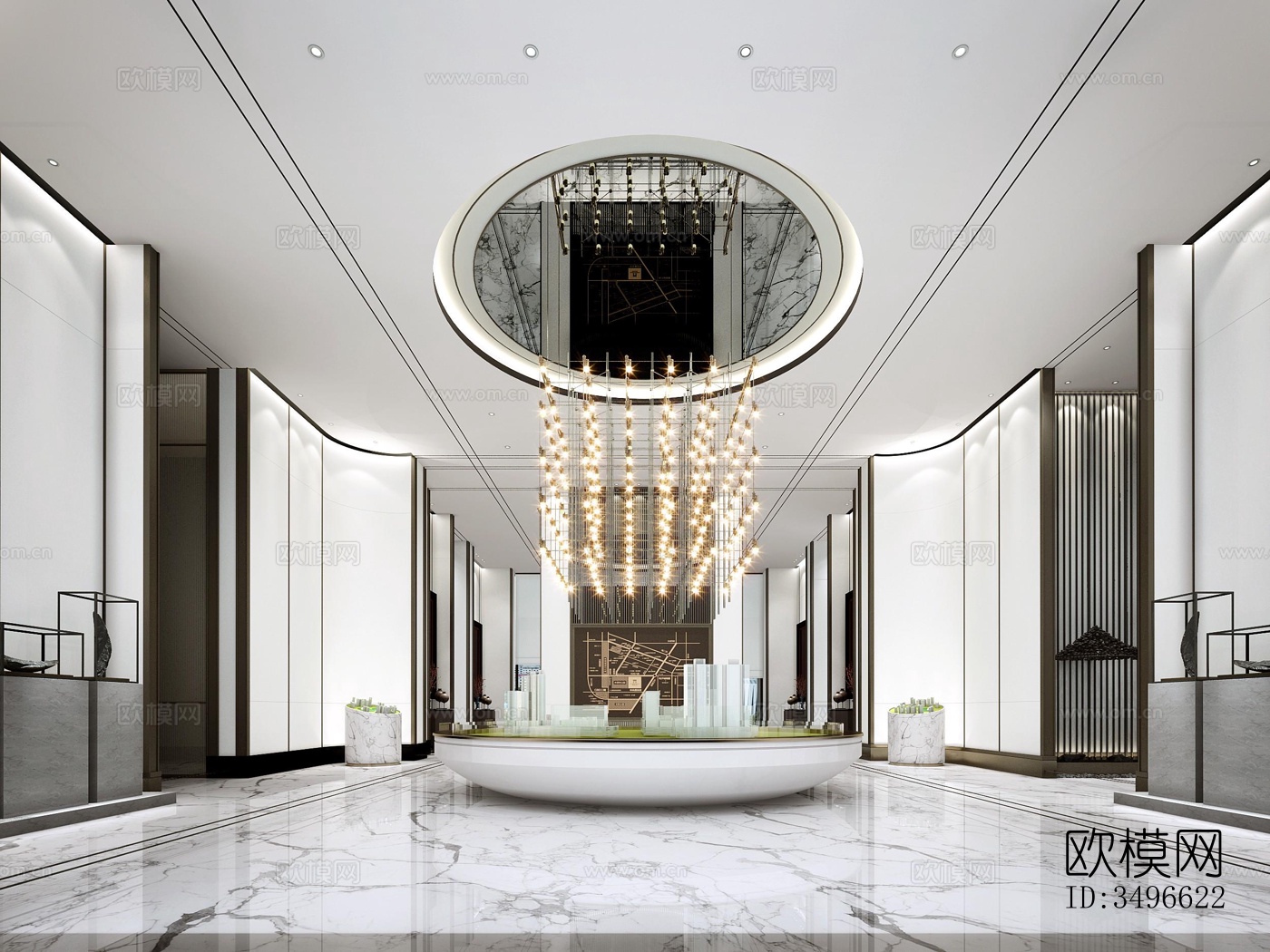 新中式售楼处效果图下载（渲染图1）