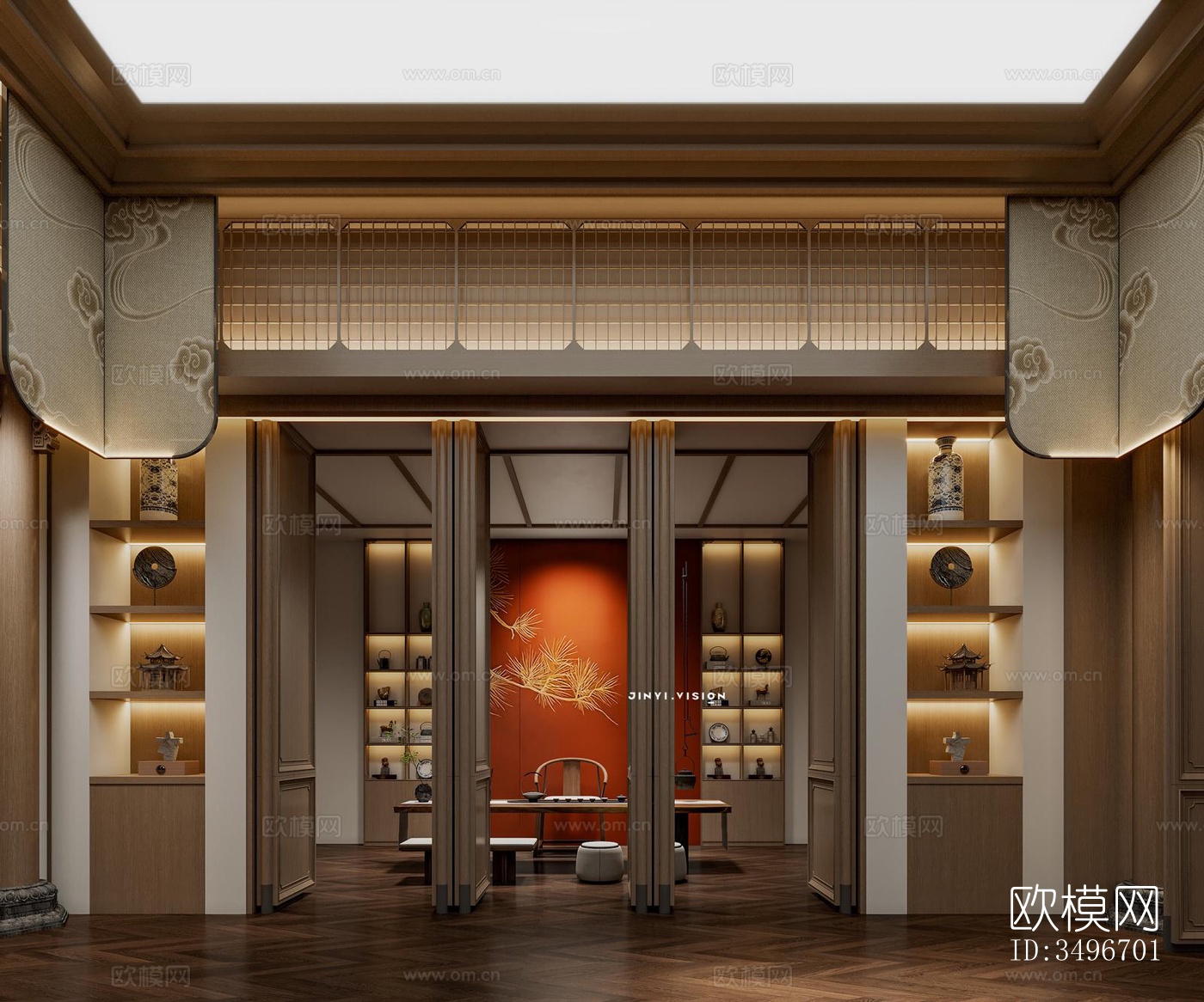 新中式售楼处效果图下载（渲染图5）