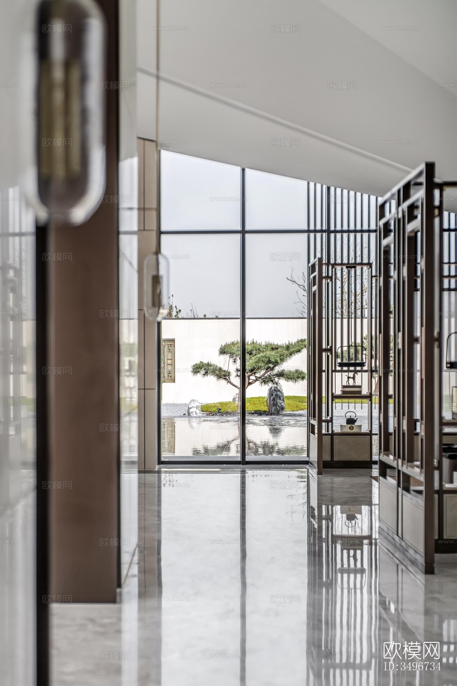 新中式售楼处效果图下载（渲染图1）