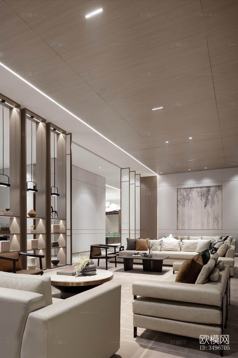 新中式售楼处效果图下载（渲染图4）