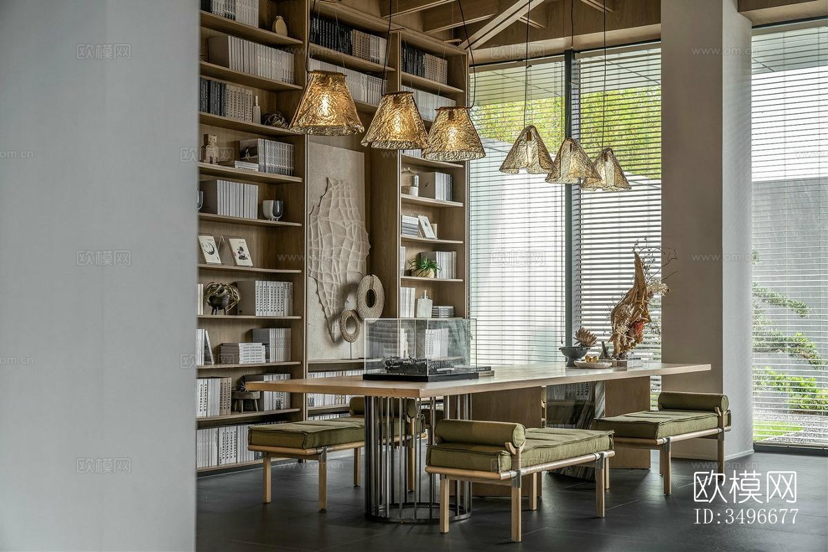 新中式售楼处效果图下载（渲染图7）