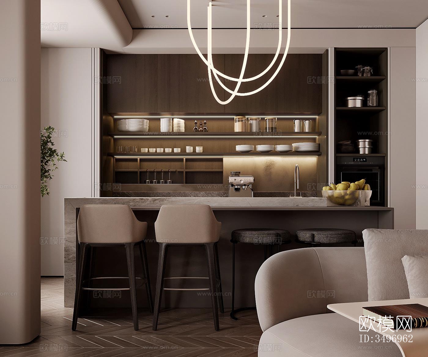 现代大平层效果图下载（渲染图18）