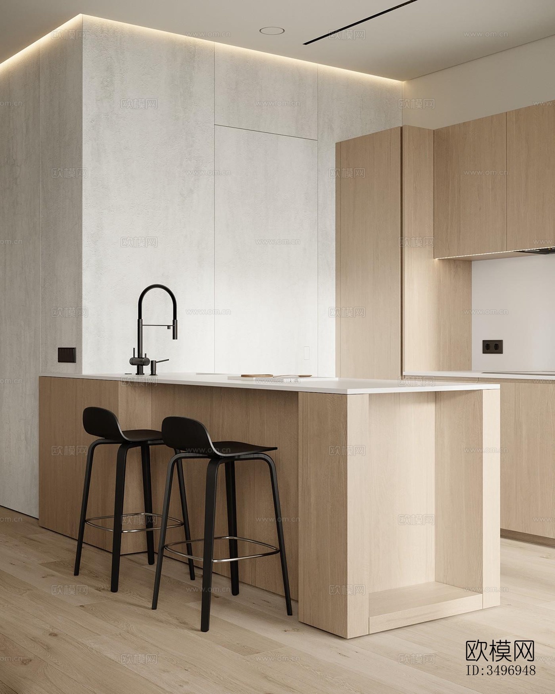 现代大平层效果图下载（渲染图7）