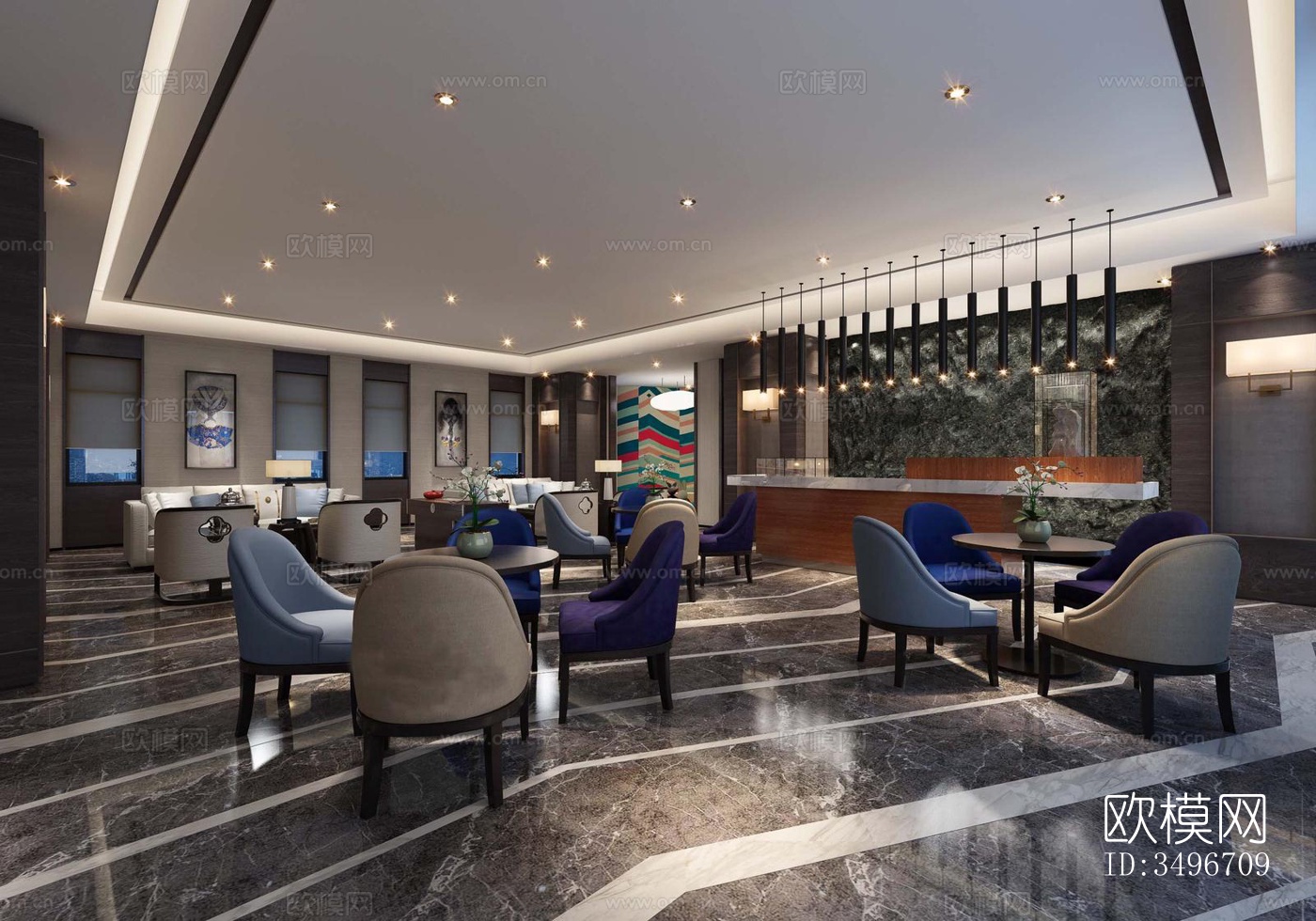 新中式售楼处效果图下载（渲染图3）