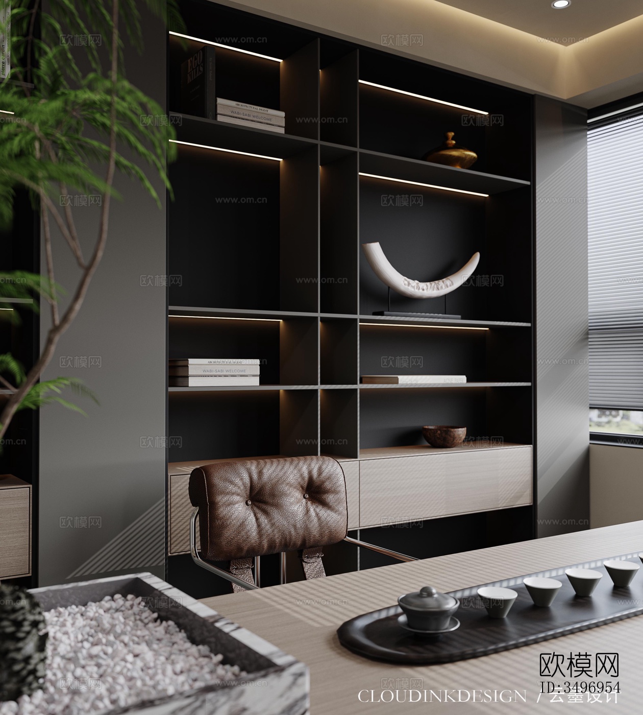 现代大平层效果图下载（渲染图3）