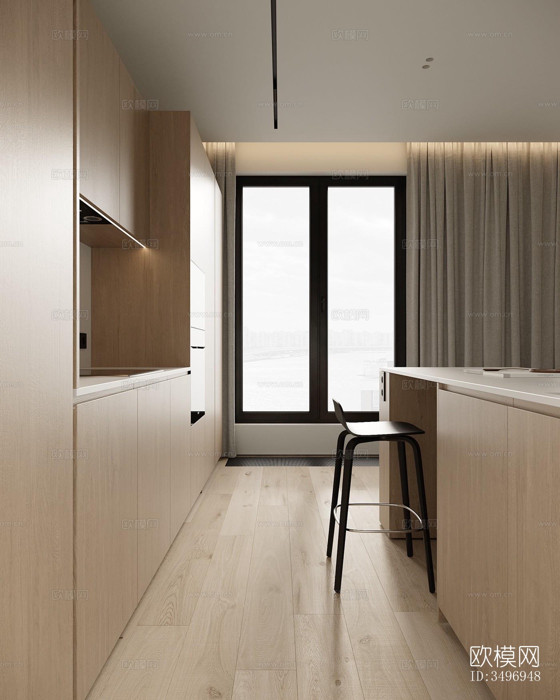 现代大平层效果图下载（渲染图8）