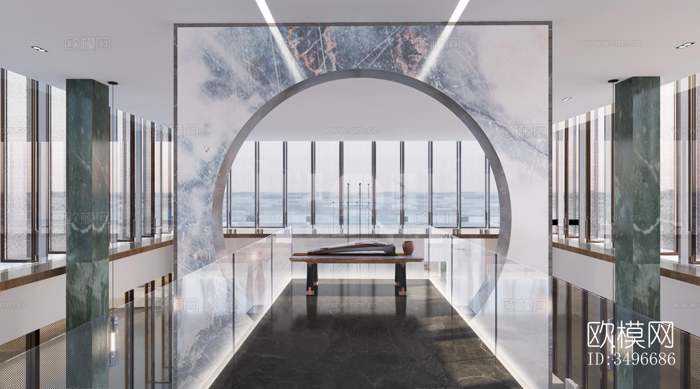 新中式售楼处效果图下载（渲染图9）