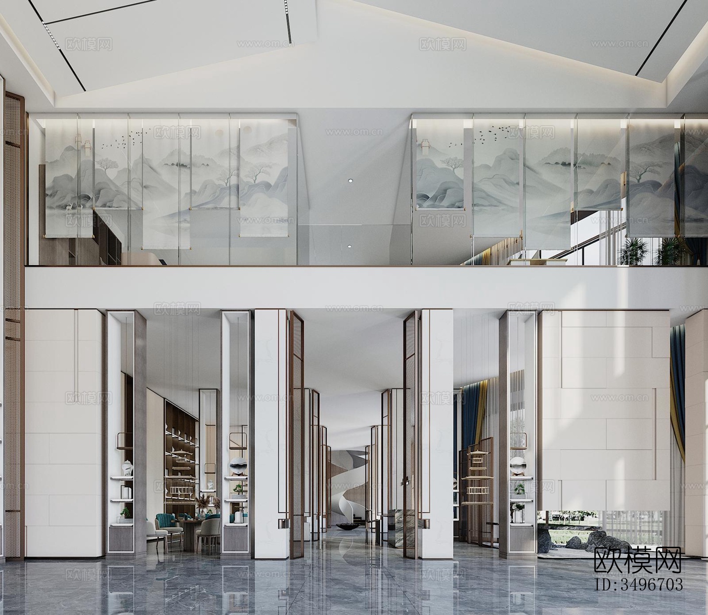 新中式售楼处效果图下载（渲染图4）