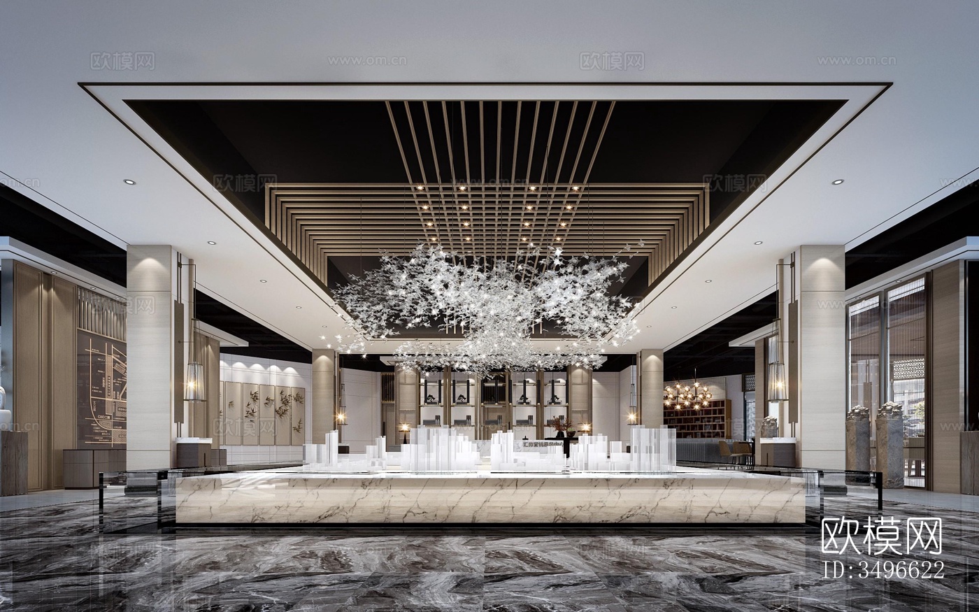 新中式售楼处效果图下载（渲染图6）